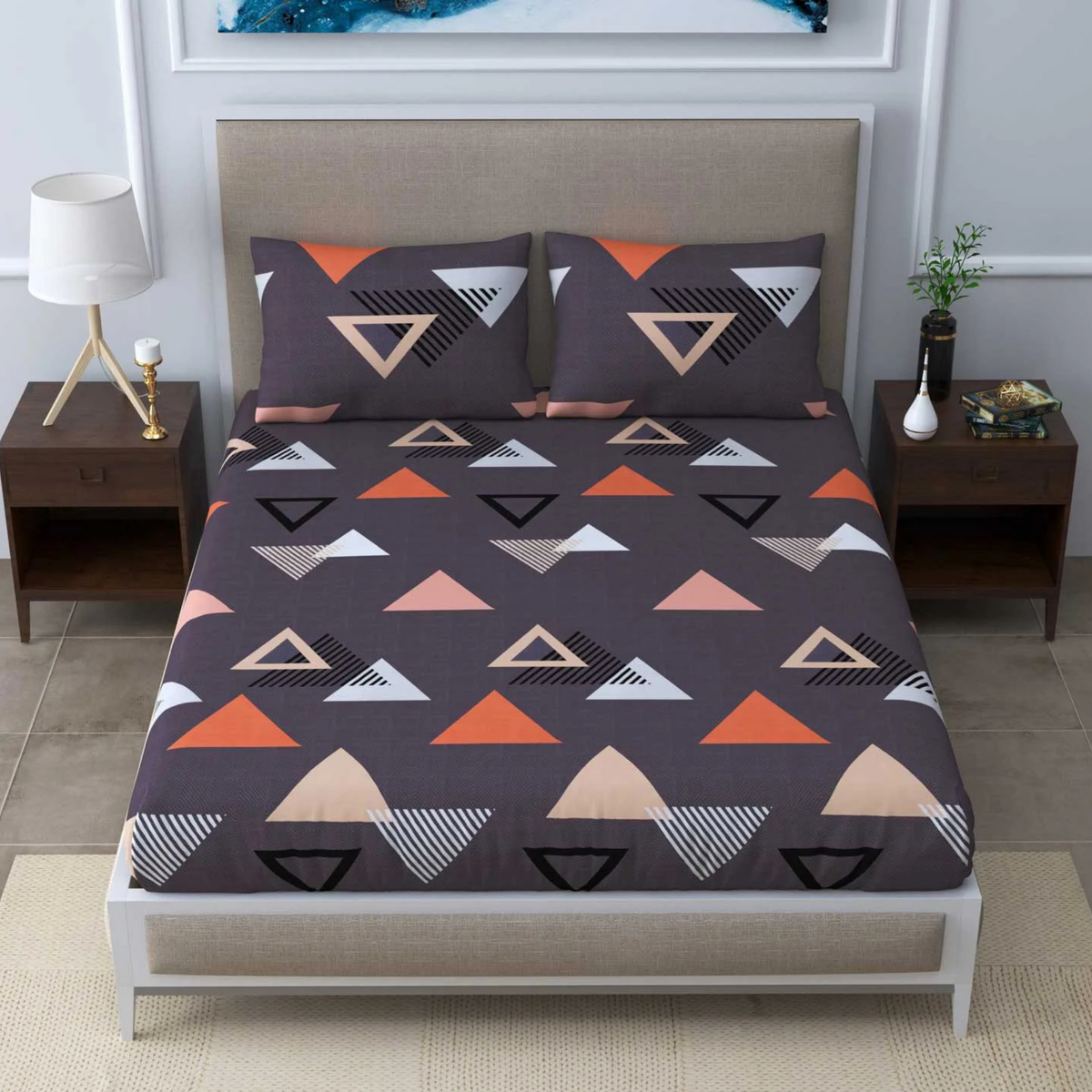 Polycotton Printed Geometric Sheet Set - Modern Design