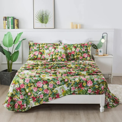Printed Floral Garden Bed Sheet Set - 6 Piece Complete